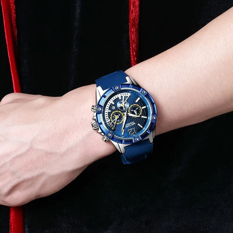 MEGIR Chronograph Sport Men Watch Waterproof Silicone Quartz Watches Men Clock Hour Army Military Wristwatches Relogio Masculino