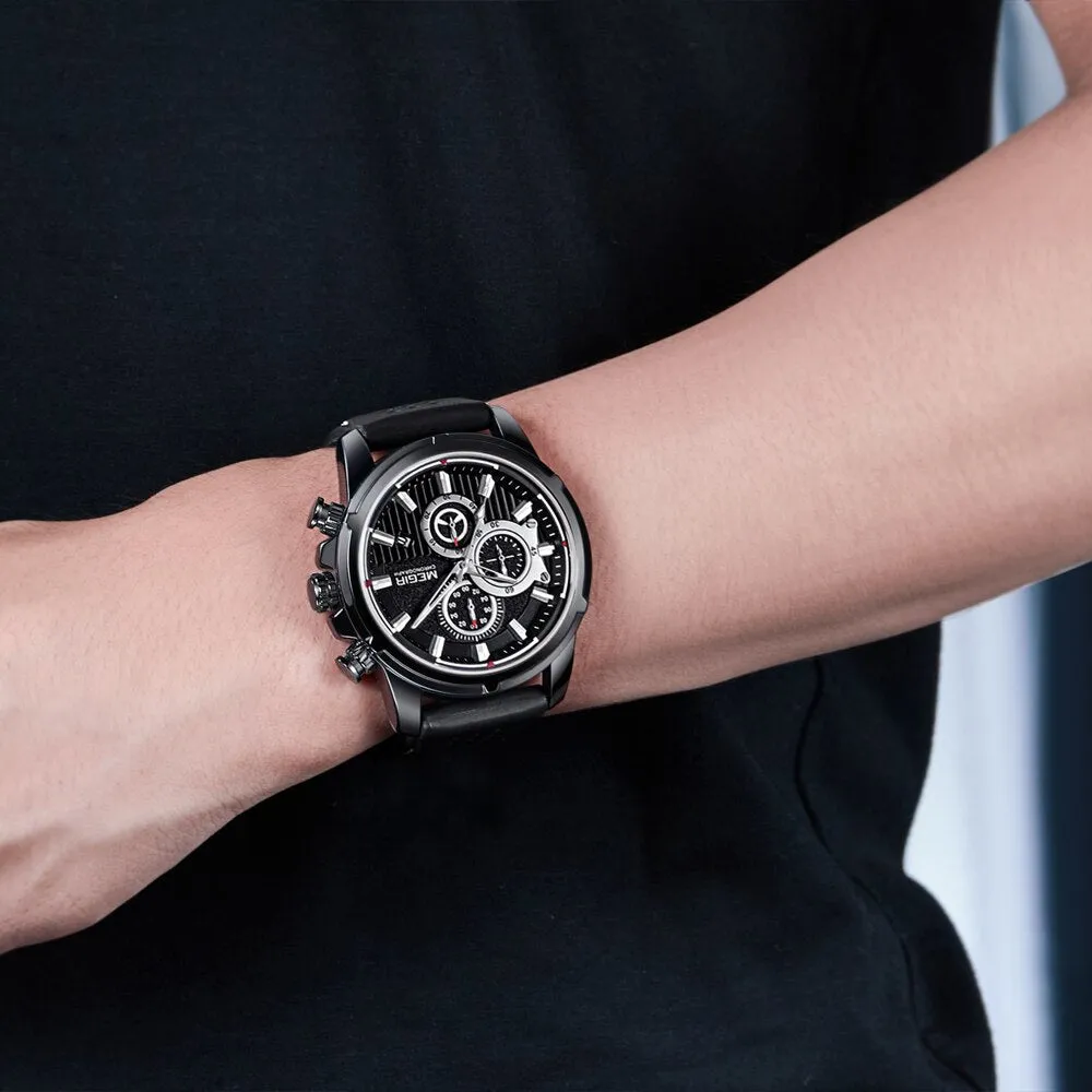 MEGIR Fashion Sport Men Watch Luxury Brand Waterproof Quartz Silicone Chronograph Mens Watches Military Clock Relogio Masculino