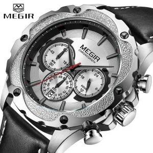 MEGIR Top Luxury Brand Men Watch Waterproof Leather Business Quartz Watches Men Date Military Wristwatch Clock relogio masculino