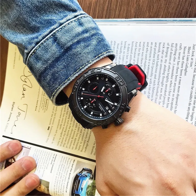 MEGIR Watches Analog Quartz Wristwatch Waterproof Sport Chronograph Silicone Military Watch Men Auto Date Relogio Masculino