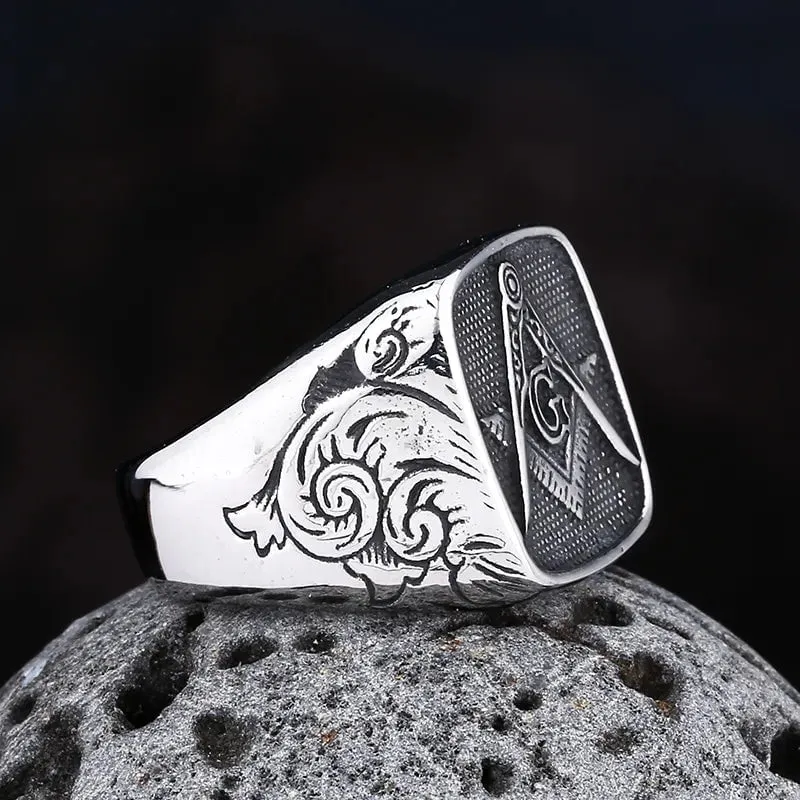 Men Trendy Freemasonry 316L Stainless Steel Ring