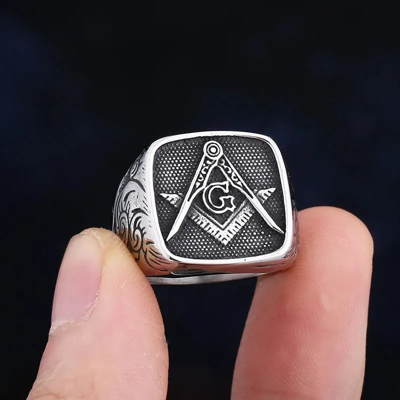 Men Trendy Freemasonry 316L Stainless Steel Ring