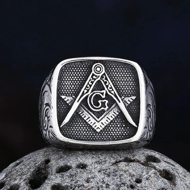 Men Trendy Freemasonry 316L Stainless Steel Ring