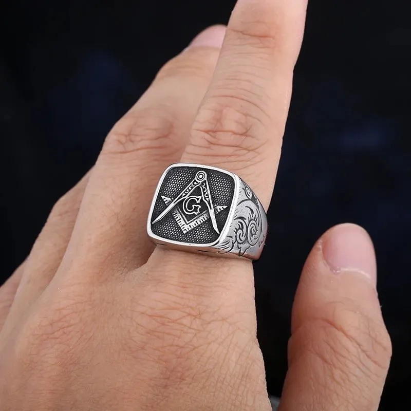 Men Trendy Freemasonry 316L Stainless Steel Ring