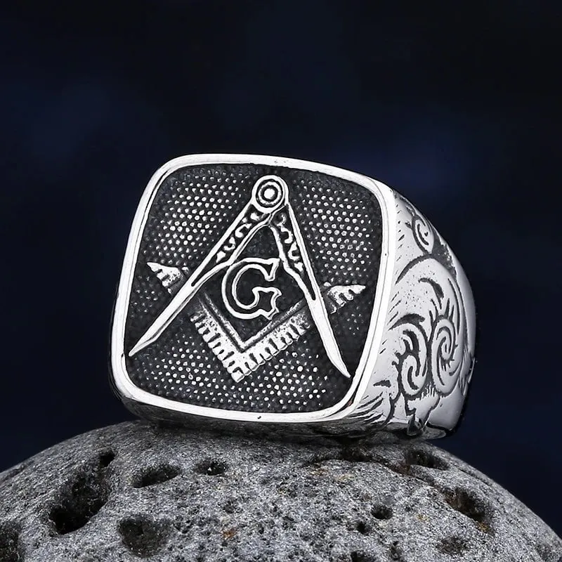 Men Trendy Freemasonry 316L Stainless Steel Ring