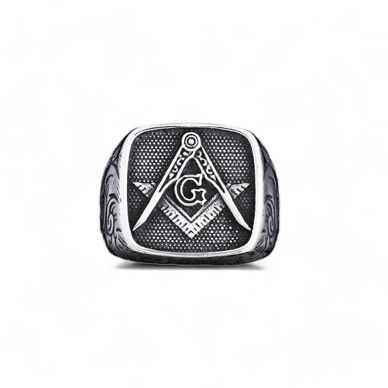 Men Trendy Freemasonry 316L Stainless Steel Ring