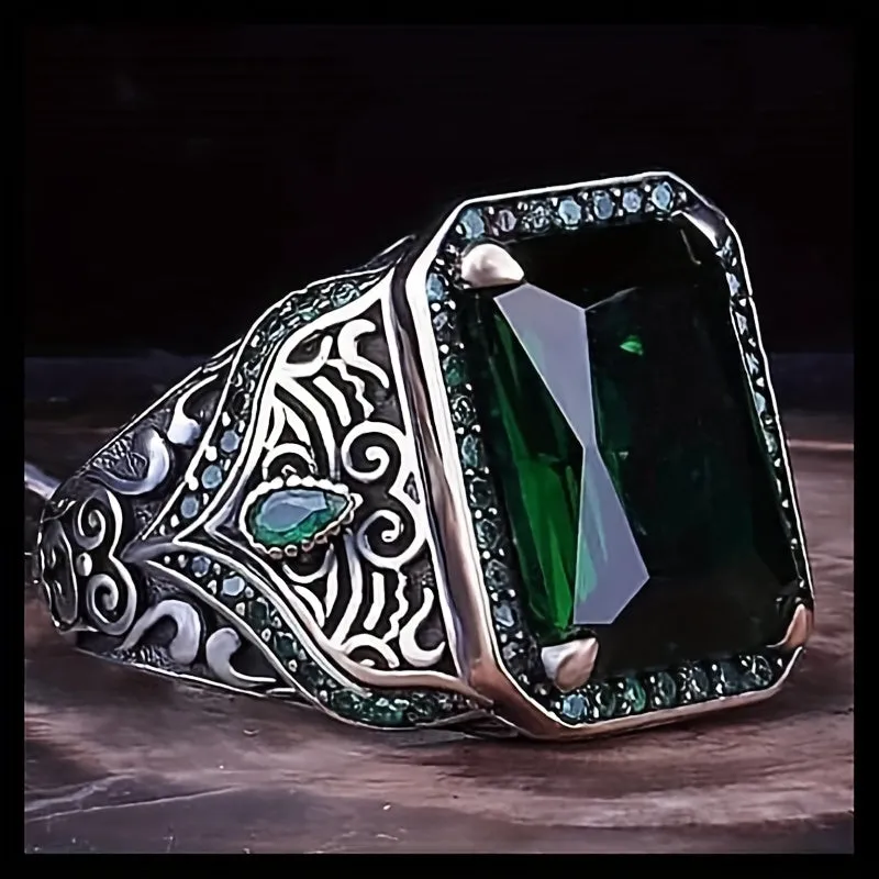 Men's Vintage Ethnic Style Geometric Inlaid Ring