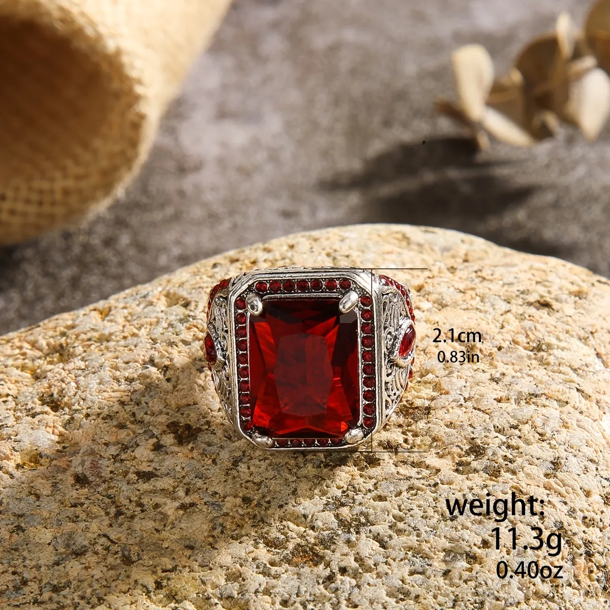 Men's Vintage Ethnic Style Geometric Inlaid Ring