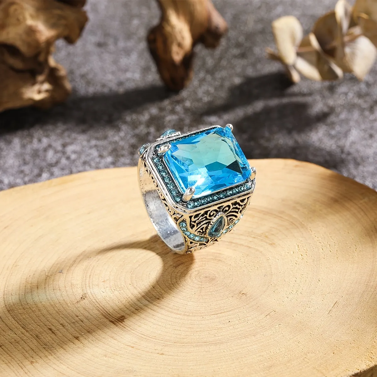 Men's Vintage Ethnic Style Geometric Inlaid Ring