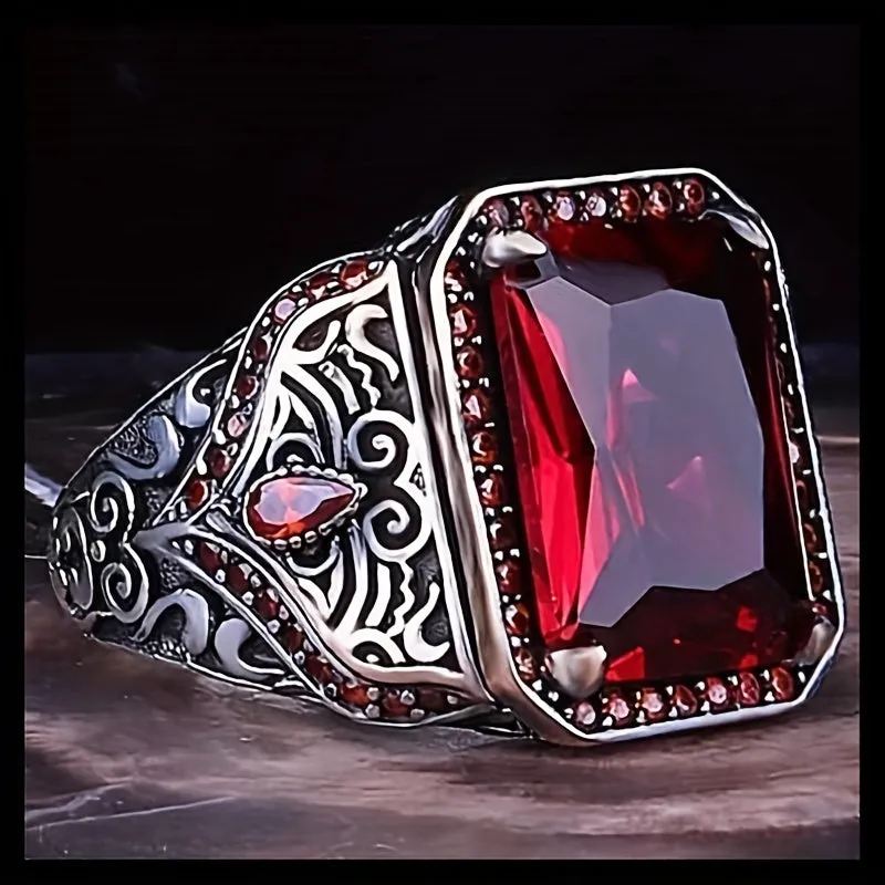 Men's Vintage Ethnic Style Geometric Inlaid Ring