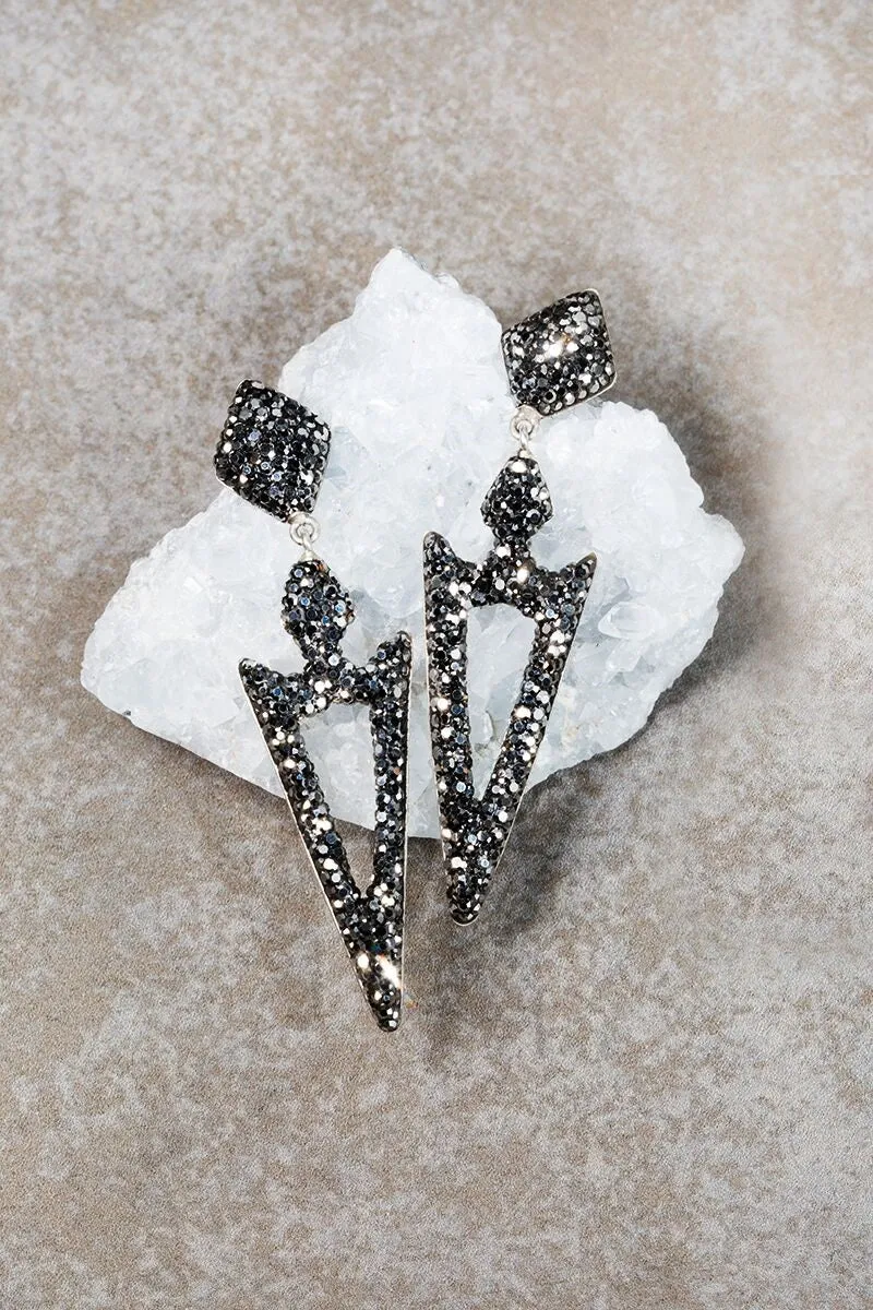 Meteorite Spike Grey Swarovski Crystal Earrings