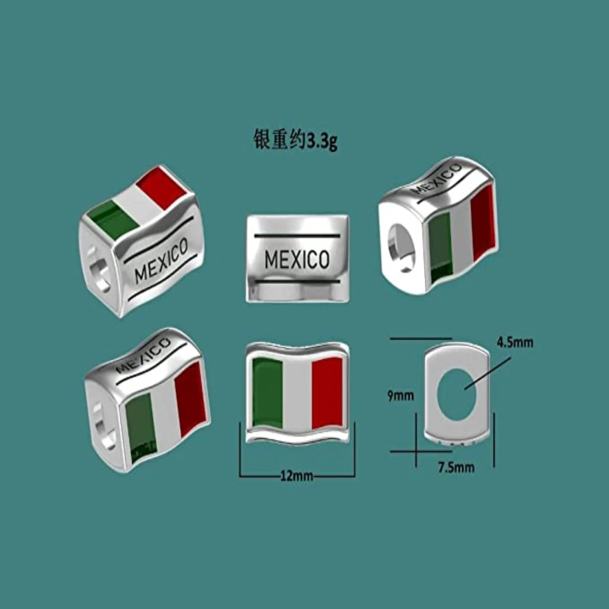 Mexico Country Flag Bead Charm