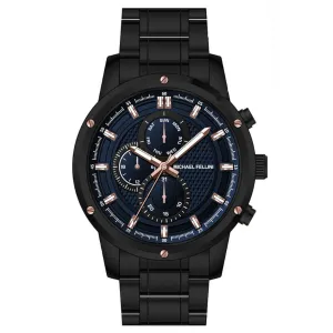 Michael Fellini Black Stainless Steel Blue Dial Chronograph Quartz Watch for Gents - MF-2348-04