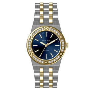 Michael Fellini Two-tone Stainless Steel Dark Blue Dial Quartz Watch for Ladies - MF2360-06