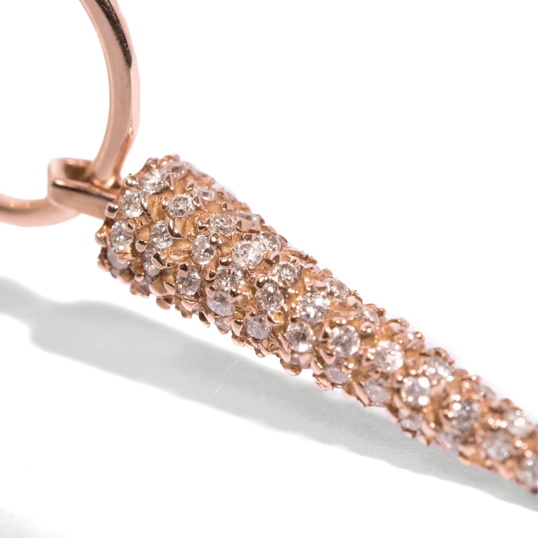 Micro Pave 92 Diamond Cone Spike Charm on 12mm Hoop Single Earring