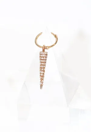 Micro Pave 92 Diamond Cone Spike Charm on 12mm Hoop Single Earring