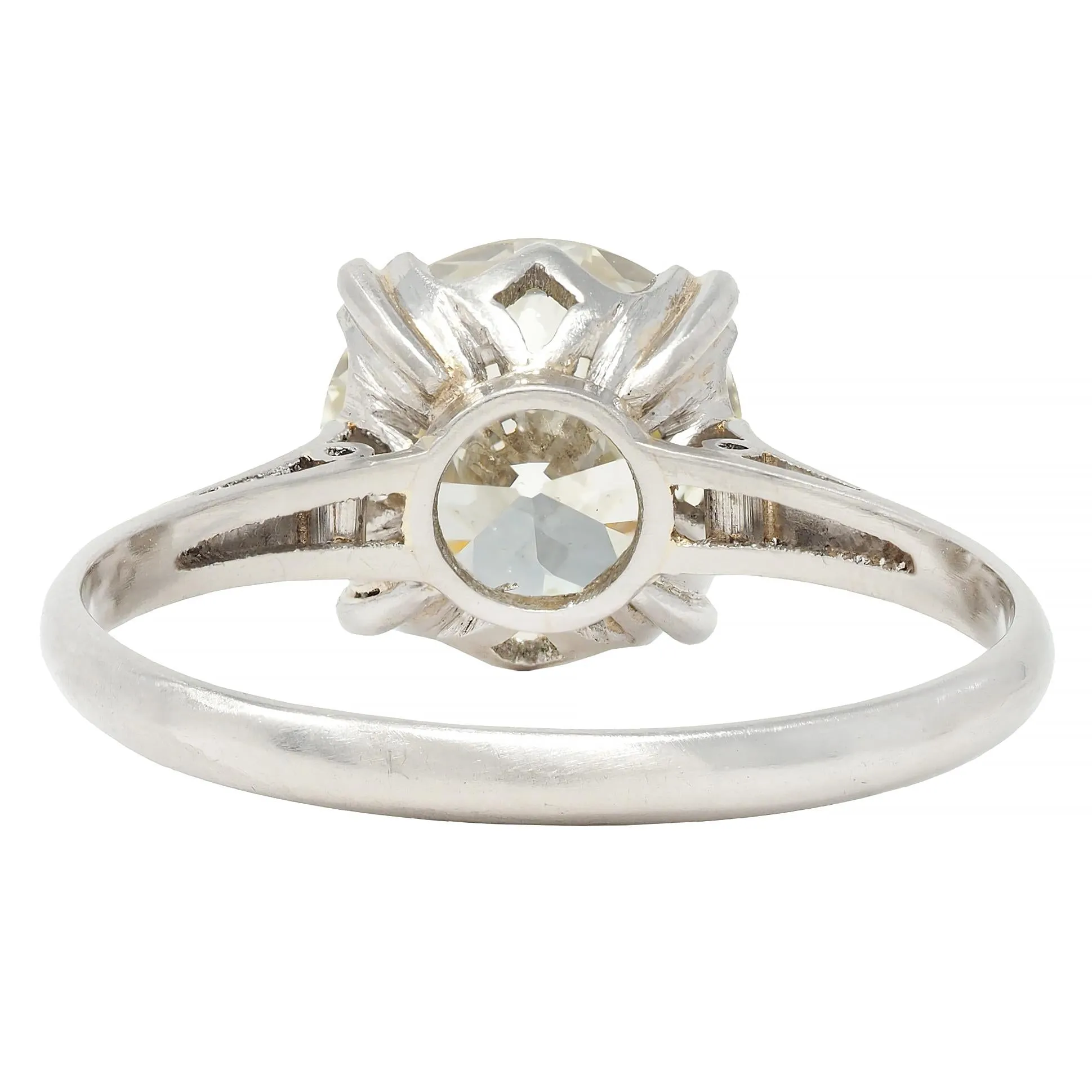 Mid-Century 2.31 CTW Old European Cut Diamond Platinum Vintage Crown Solitaire Engagement Ring GIA