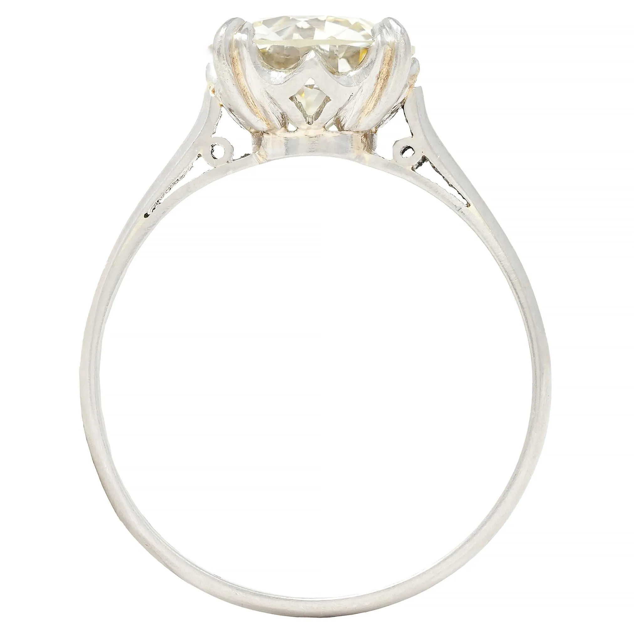 Mid-Century 2.31 CTW Old European Cut Diamond Platinum Vintage Crown Solitaire Engagement Ring GIA