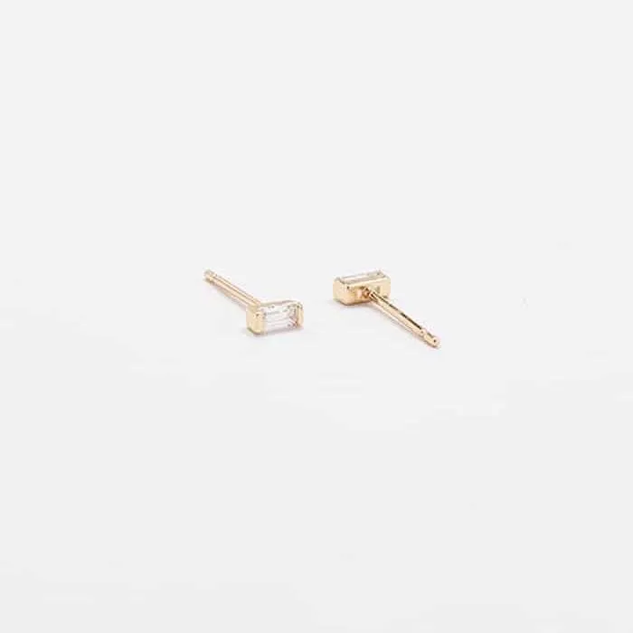 Mini Baguette Gold Studs