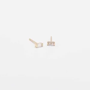 Mini Baguette Gold Studs