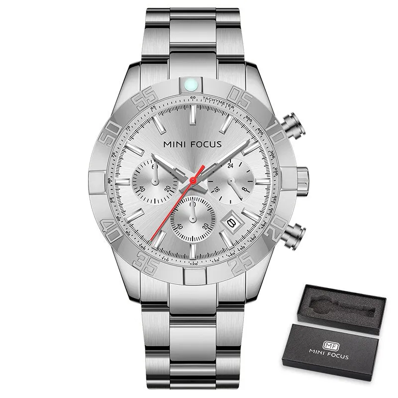 MINI FOCUS Luxury Gold Watch Fashion Sport Quartz Wristwatch Stainless Steel Male Military Waterproof Relogio Masculino