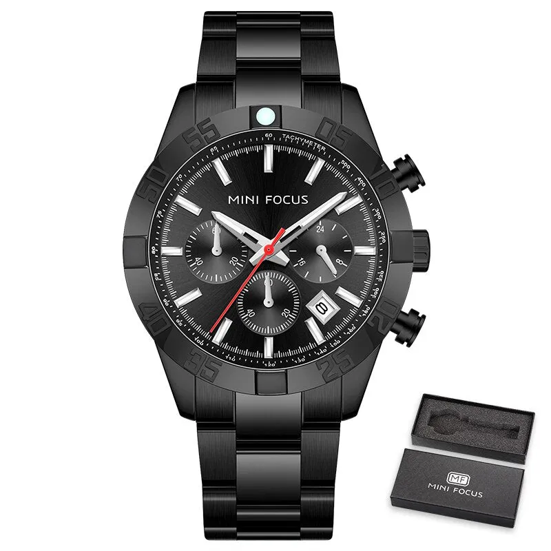 MINI FOCUS Luxury Gold Watch Fashion Sport Quartz Wristwatch Stainless Steel Male Military Waterproof Relogio Masculino