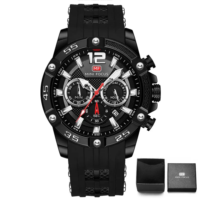 MINI FOCUS Men Sport Watch Chronograph Silicone Straps Quartz Army Military Men Date Watches Male Clock Hour Relogio Masculino