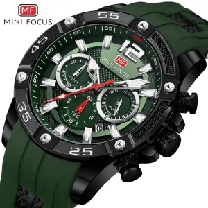 MINI FOCUS Men Sport Watch Chronograph Silicone Straps Quartz Army Military Men Date Watches Male Clock Hour Relogio Masculino