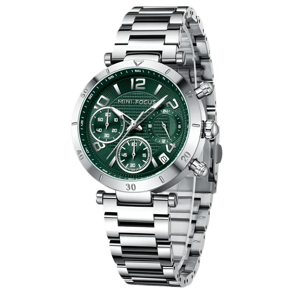 Mini Focus Silver Stainless Steel Light Green Dial Quartz Watch for Ladies - MF0489L-02