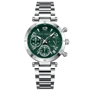 Mini Focus Silver Stainless Steel Light Green Dial Quartz Watch for Ladies - MF0489L-02