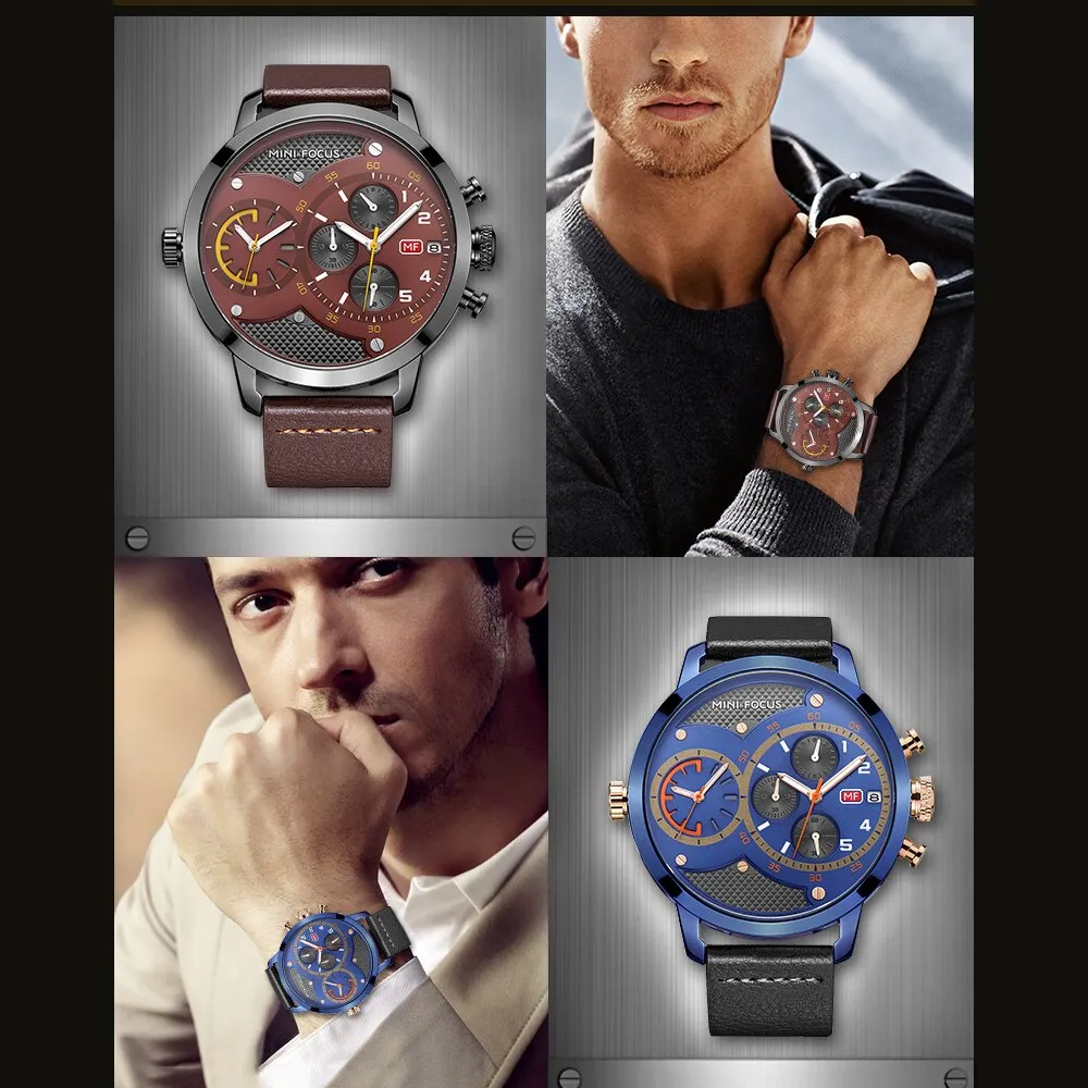 MINI FOCUS Top Luxury Brand Sport Watches Men Quartz Chronograph Military Big Dial Wrist Watch Men Watch Male WristWatches