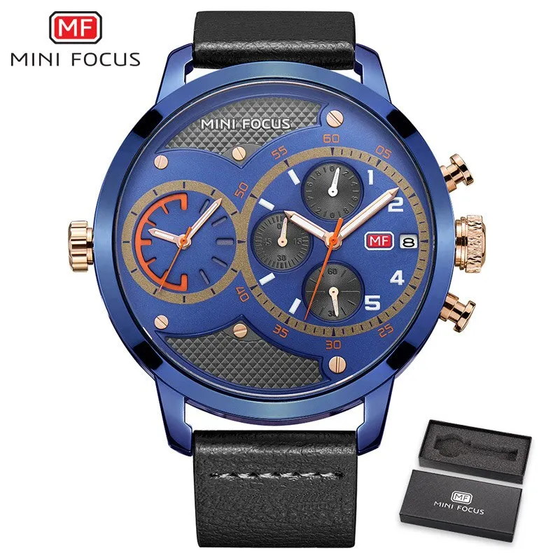 MINI FOCUS Top Luxury Brand Sport Watches Men Quartz Chronograph Military Big Dial Wrist Watch Men Watch Male WristWatches
