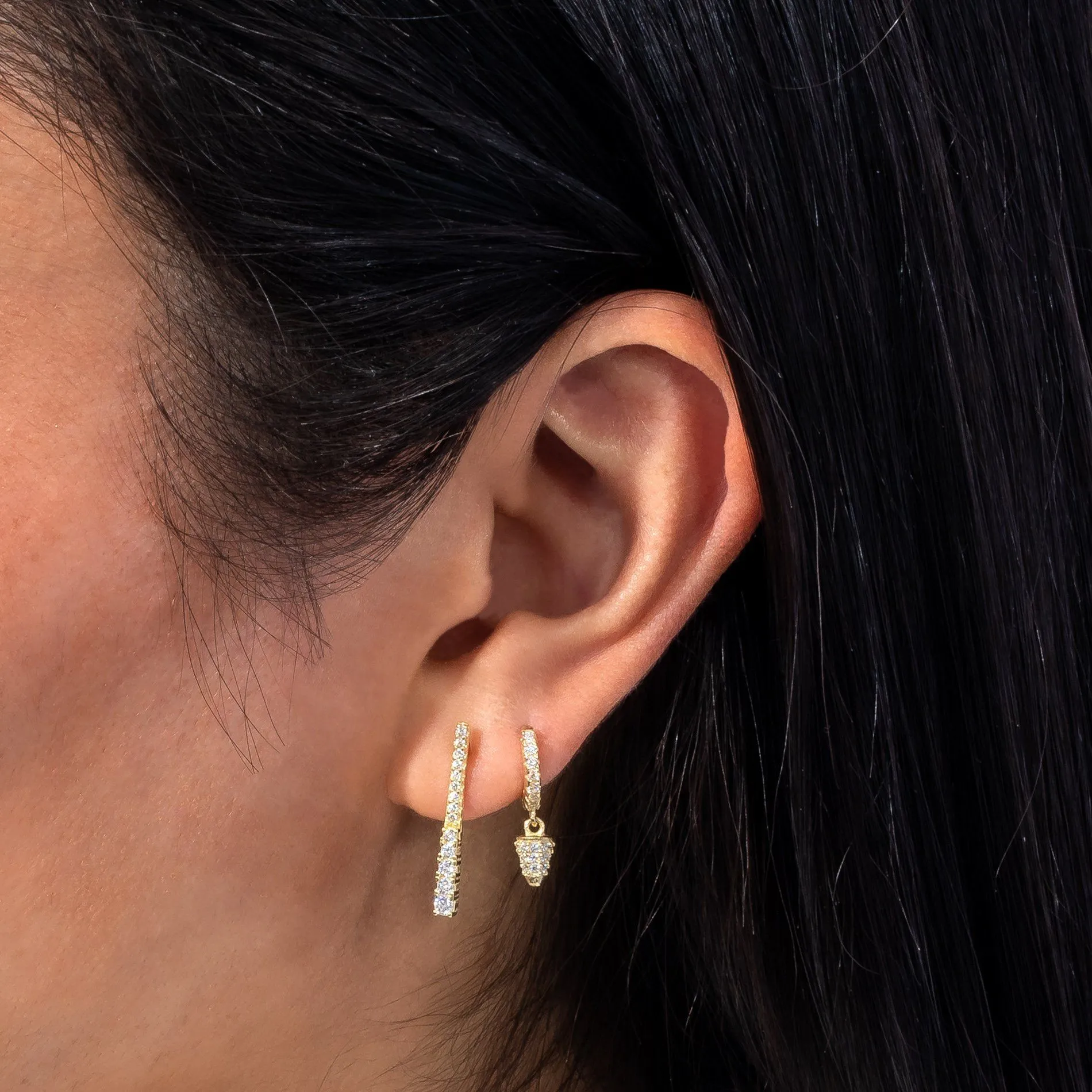 Mini Pavé Spike Huggie Earring