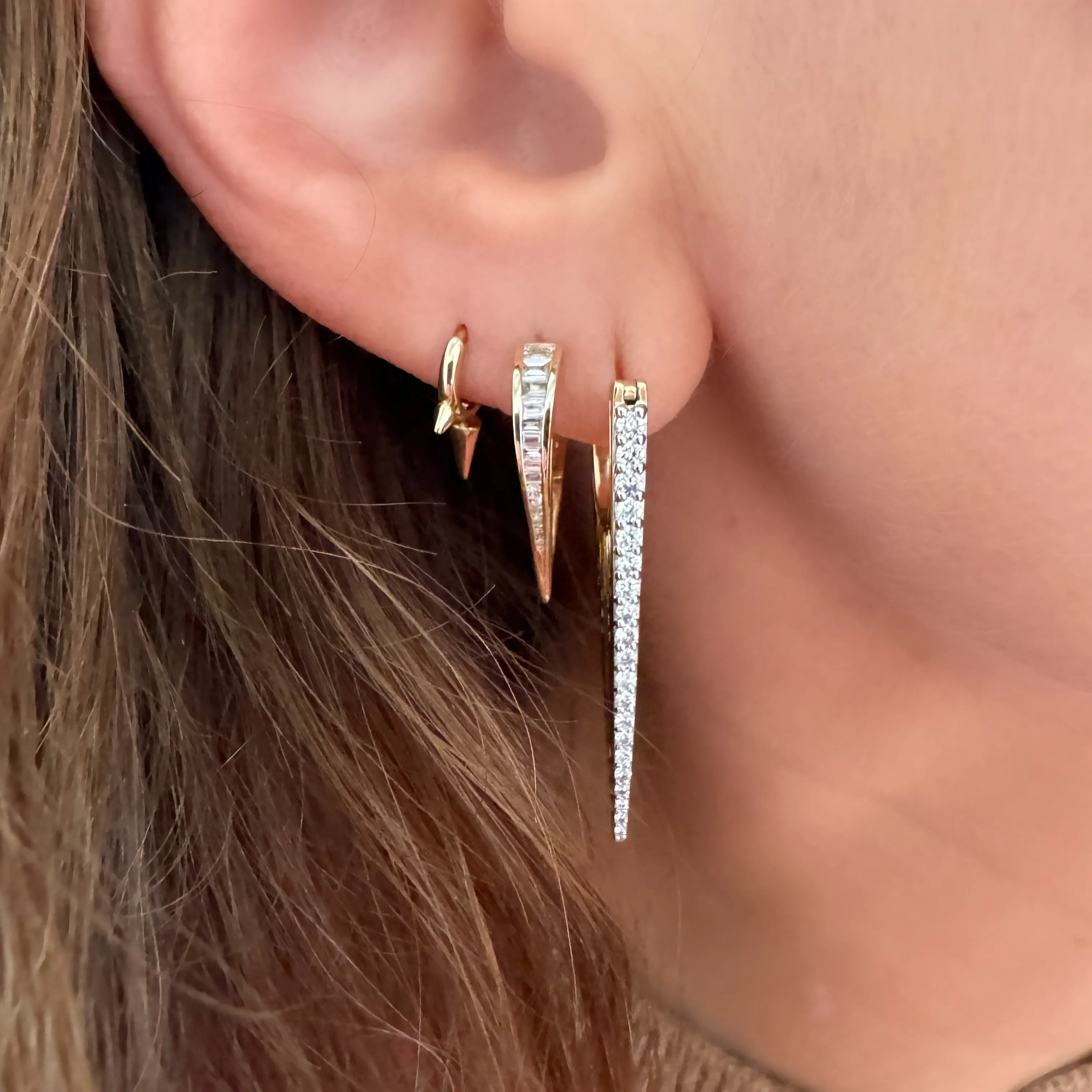 Mini Three Spike Huggie Hoop Earrings