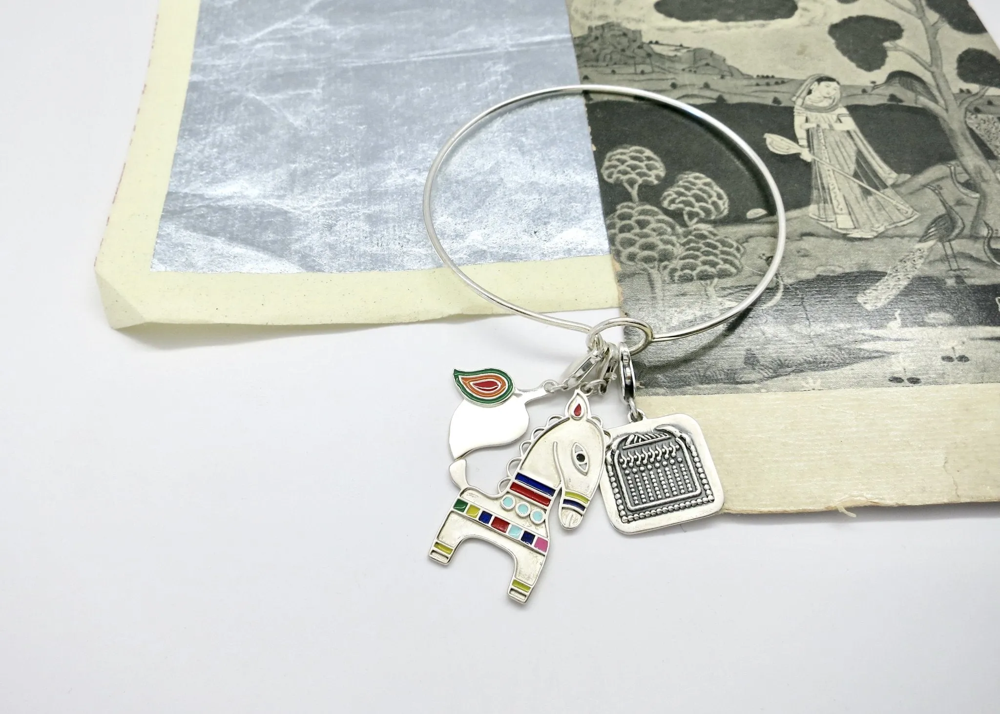 Minimalist chic bangles- wear with or without charms- solo or stacked