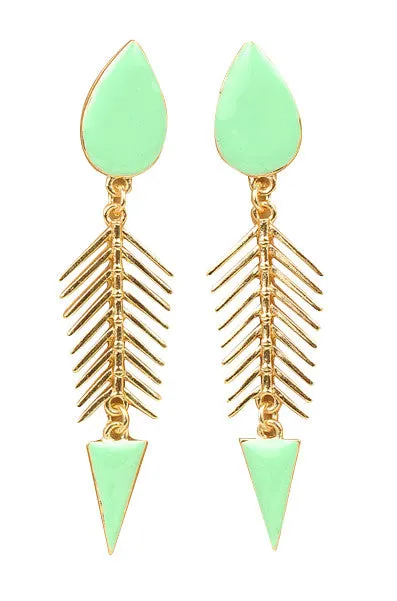 Mint Fishbone Earrings