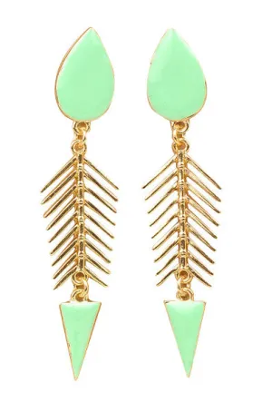 Mint Fishbone Earrings