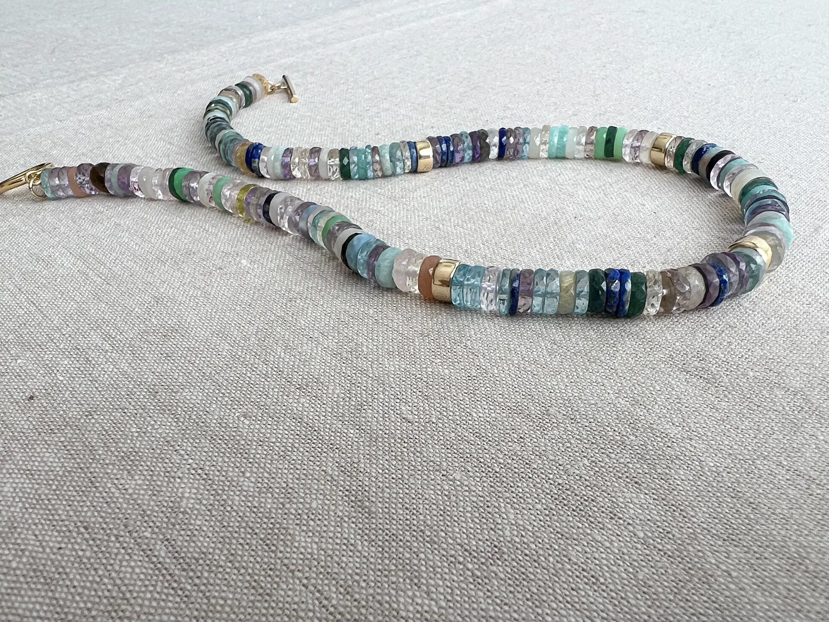 Mixed Gemstone Necklace with Gold Accents