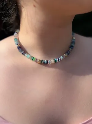 Mixed Gemstone Necklace with Gold Accents