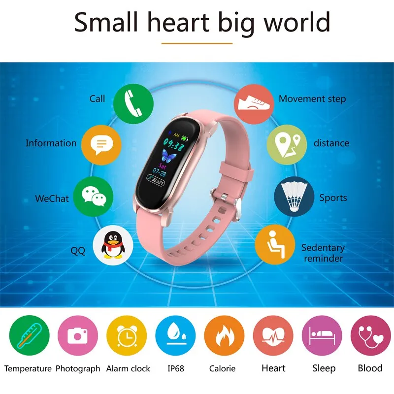 MNWT Fashion Men Smart Watch IP68 Waterproof Full Touch Fitness Tracker Blood Pressure Smartwatch Wristband Bracelet Watches