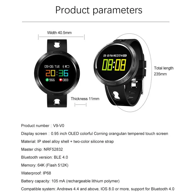 MNWT Smart Watches Bracelet IP68 Waterproof Fitness Pedometer Health Sport Clock Smart Bluetooth Watch Men Women For IOS Android