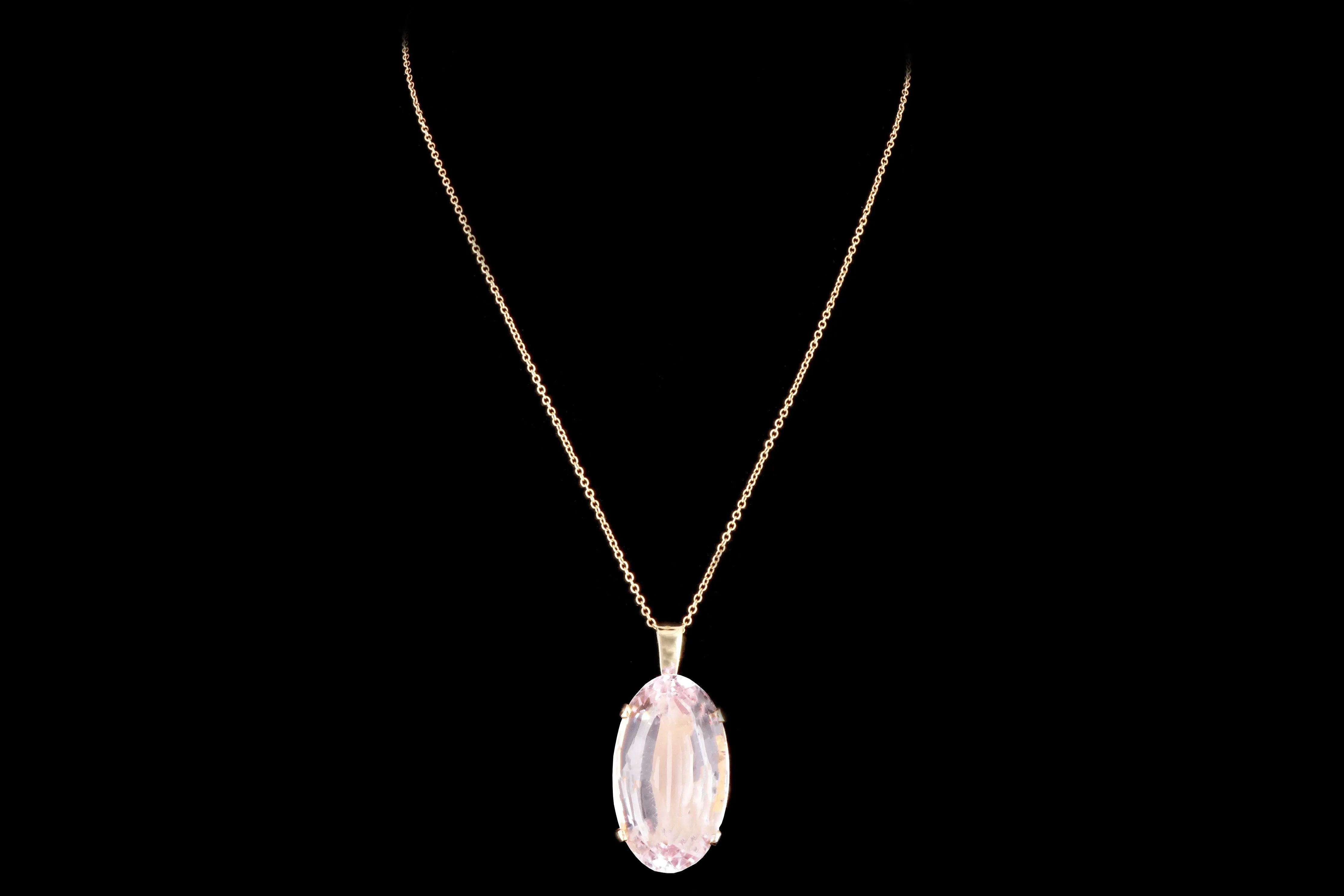 Modern 18K Yellow Gold 69.32 Carat Morganite Pendant GIA Certification