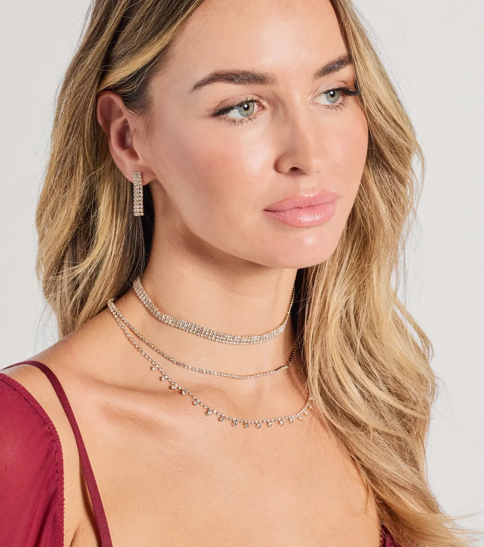 Modern Sophistication Triple-Row Layered Necklace And Earrings Set
