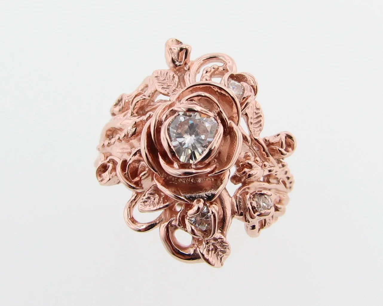 Moissanite Rose Gold Wedding Set, Jane Rose Ring