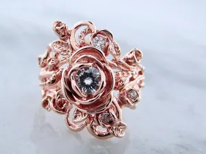 Moissanite Rose Gold Wedding Set, Jane Rose Ring