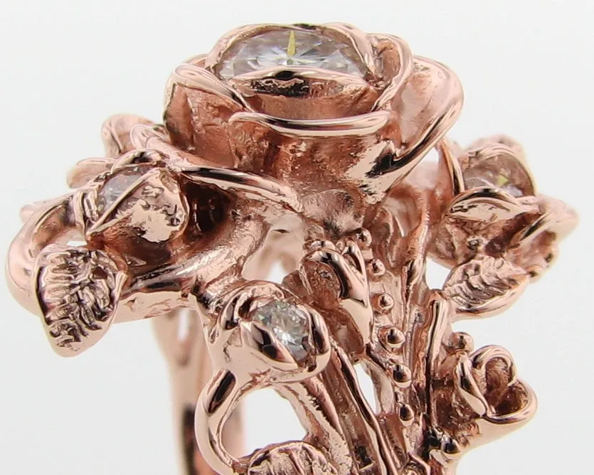 Moissanite Rose Gold Wedding Set, Jane Rose Ring