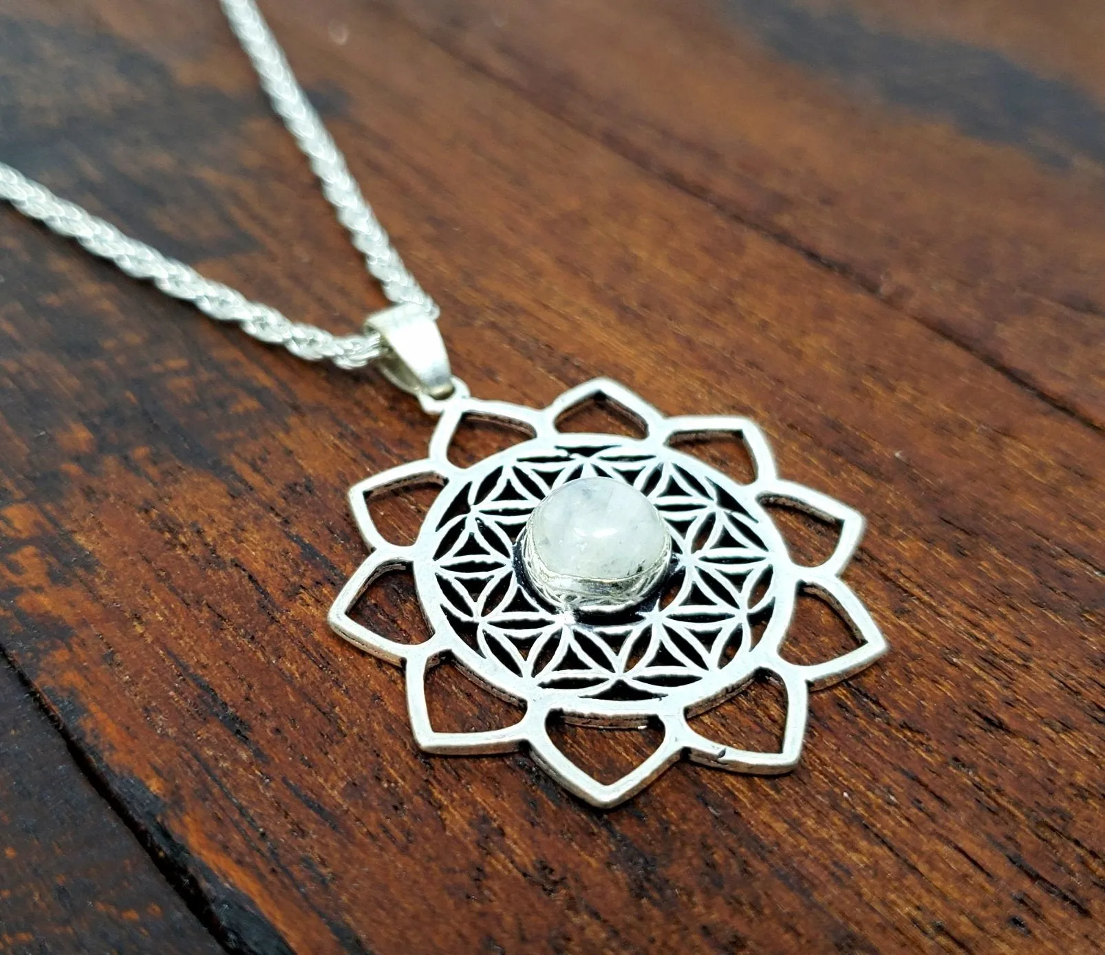 Moonstone Flower of Life Necklace
