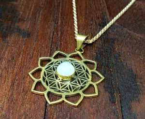 Moonstone Flower of Life Necklace
