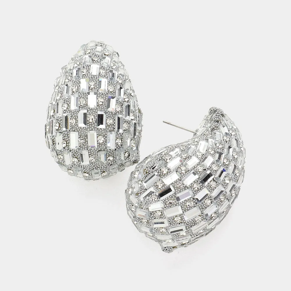 Multi Clear Stone Embellished Teardrop Pageant Earrings | Prom Earrings |  623354