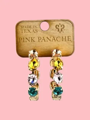 Multi-color Oval Rhinestone Hoop Earring